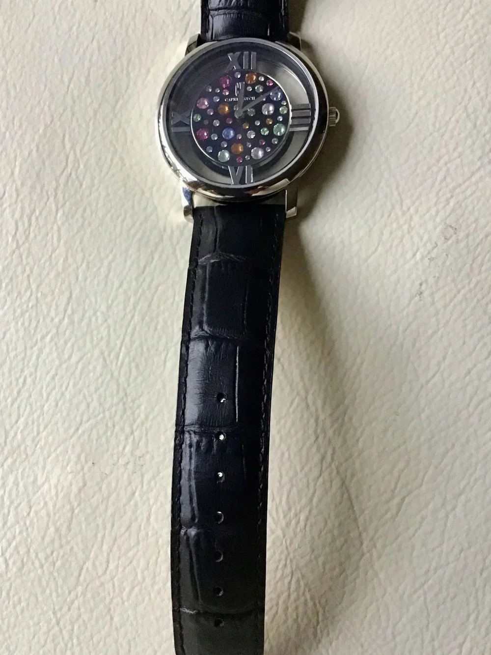 CAPRI Multijoy Steel Black Watch with Multicolored Crystal Dial